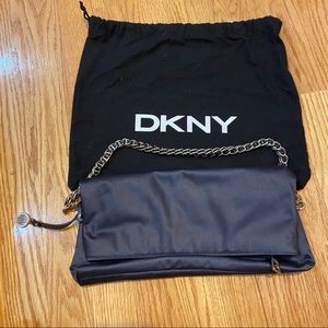 DKNY Grey Shoulder Flap Bag w/ Gold Hardware
